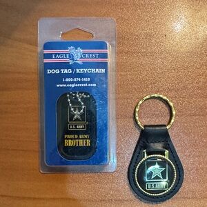US Army Dog Tag "Proud Army Brother" and Keychain Set